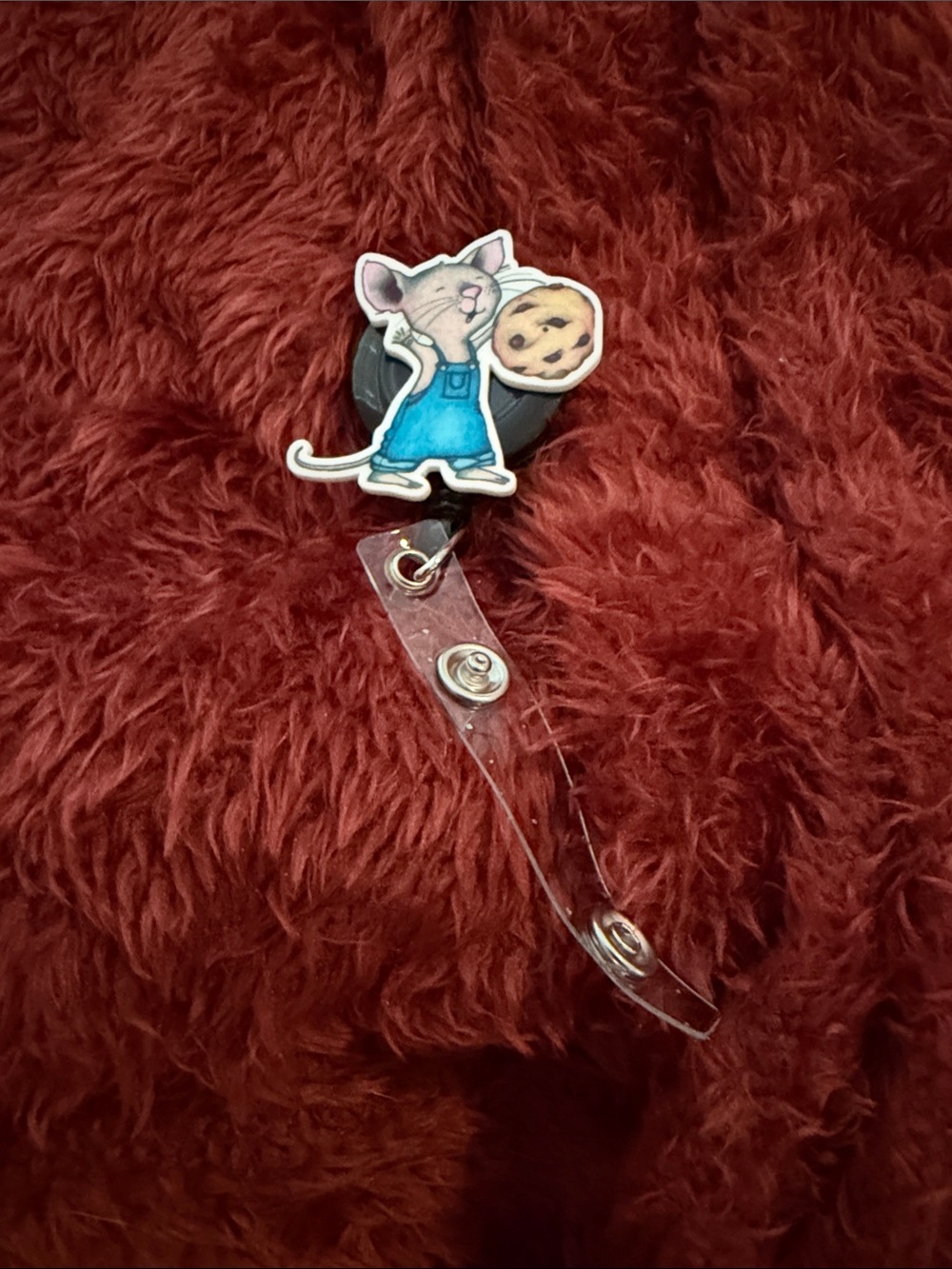 Cute Mouse Cookie Badge Reel - Blue Mouse Design